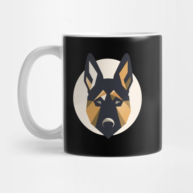 German Shepherd Minimal Geometric Style, Love Dogs by dukito